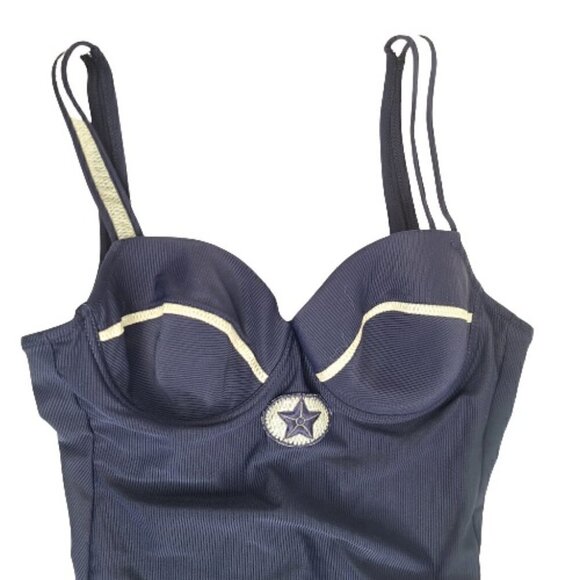 David Swimwear Italy Navy Nautical Star Maliot Bustier One Piece Swimsuit - Picture 2 of 8